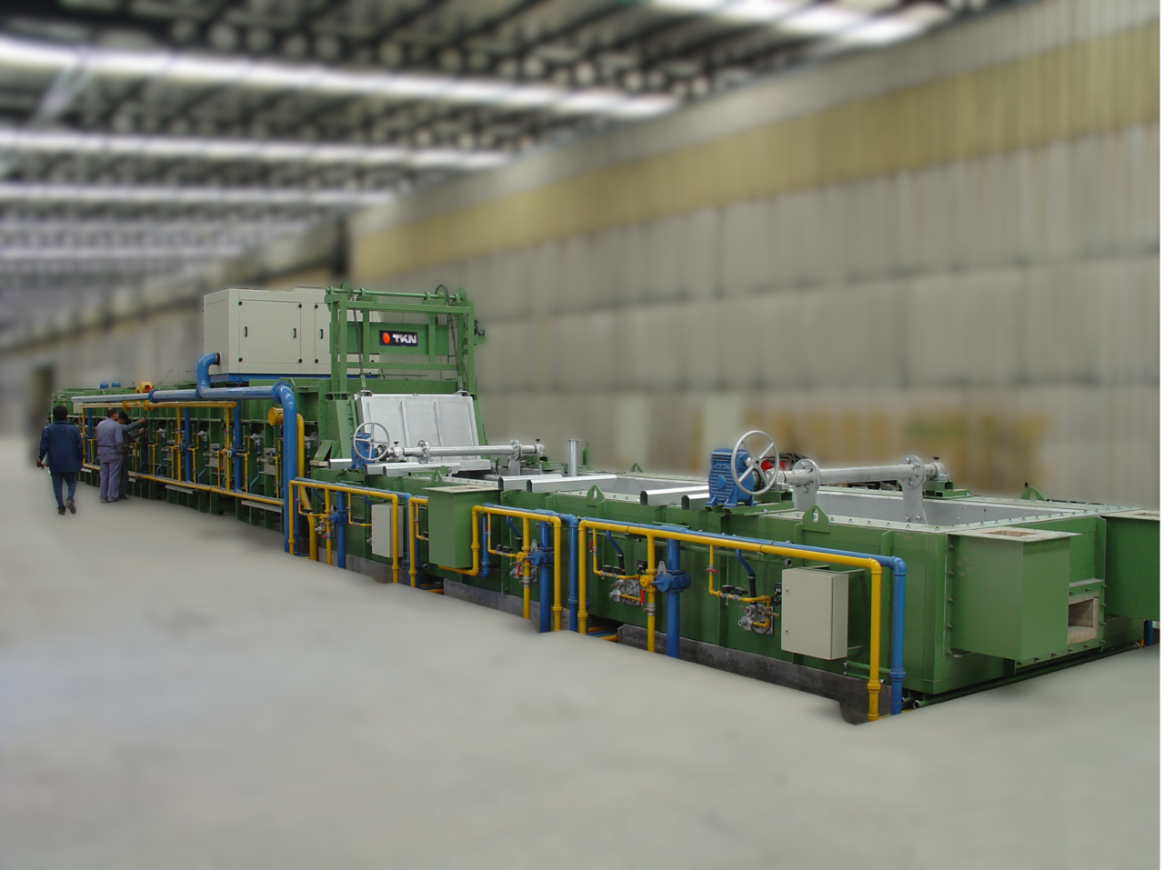Continuous steel wire patenting